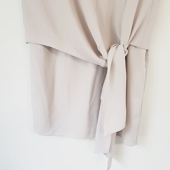 Tibi Savanna Double Layer Tie Front Dress Blush Cream Color Sz 6 TriacetateBlend - Picture 9 of 16